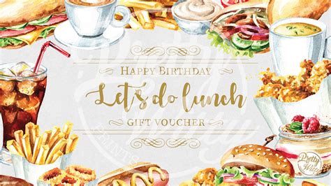 birthday lunch voucher printable gift instant   etsy australia
