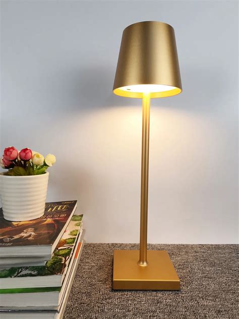 cafe dining room decorative gold desk lamp adjustable battery operated cordless rechargeable led