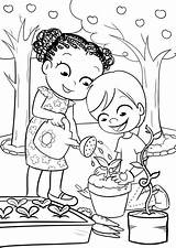 Coloring Pages Gardening Kids Two Garden Color Drawing Sheets Nature Bulkcolor Family sketch template