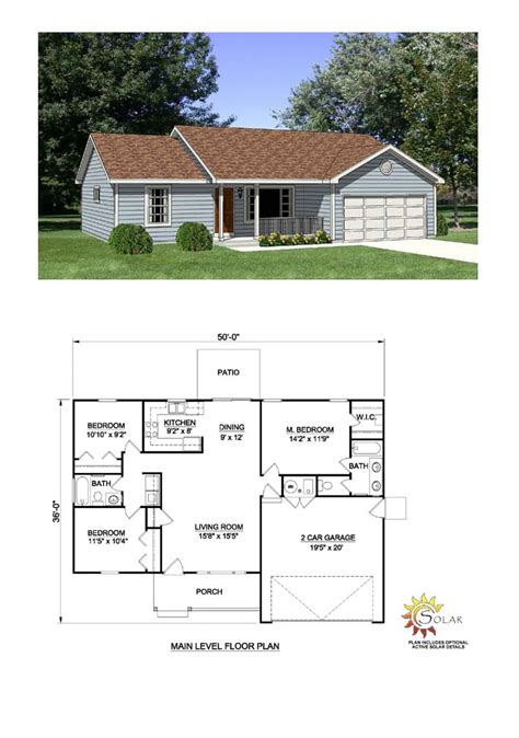 ranch style house plan    bed  bath  car garage dream house plans ranch style