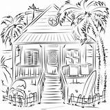 Coloring Beach House Pages Printable sketch template
