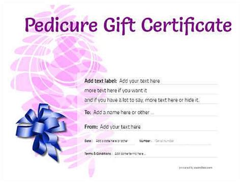 printable pedicure gift certificate template printable word searches