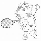 Tennis Istrice Gioca Spielt Libro Hedgehog Plays Stile Fumetto sketch template