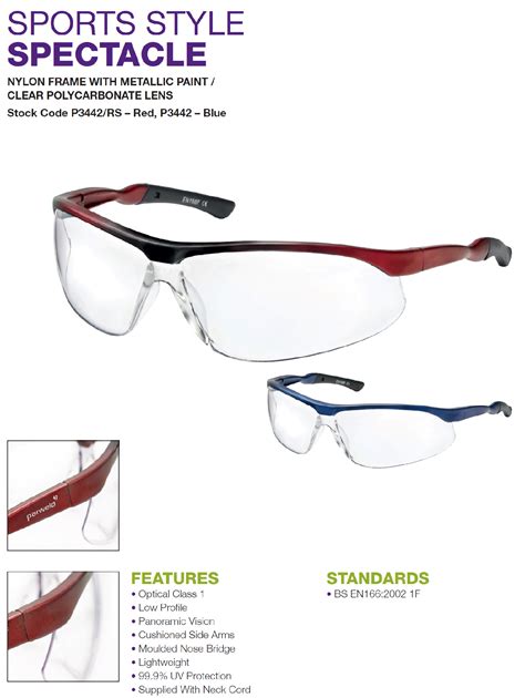 clear safety spectacles red p standards bs en
