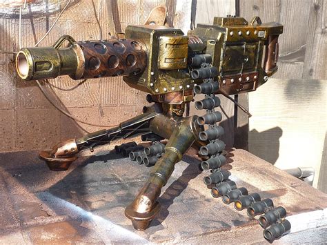 fully automatic steampunk nerf type machine gun w tri pod dart