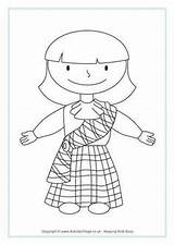 Scottish Coloring Pages Burns Colouring Kids Night Plaid Girl Kilt Sheets Tartan Crafts Scotland Robert Printable Template Piper Activities Activityvillage sketch template