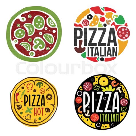 pizza logo set flat collection  stock vector colourbox