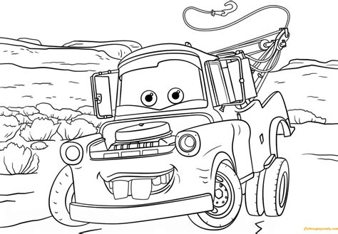 tow mater  cars   disney cars coloring pages cartoons