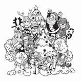 Krabbel Getrokken Gekritzel Gezeichneter Scarabocchio Disegnato Reeks Kerstmis Satz Insieme Natale Honden Geplaatste Grappige Werkzeuge Kaffee Zeichnen Stranieri Mostri sketch template