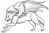Coloring Wolf Adults Pages Winged sketch template