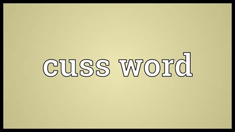 cuss word meaning youtube