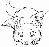 Winged Cub Kitsune Lineart Wolves Getcolorings sketch template