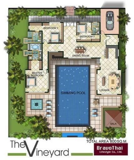 ideas  house plans  pool courtyards house courtyard   house plans pool