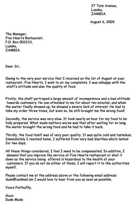 formal complaint letter complaint letter  pre school letter