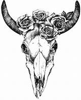 Skull Drawing Native American Bull Tattoo Cow Tattoos Buffalo Roses Indian Skulls Desert Head Drawings Steer Silhouette Getdrawings Longhorn Half sketch template