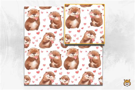 Valentine Otters Seamless Pattern Graphic By Meow Backgrounds
