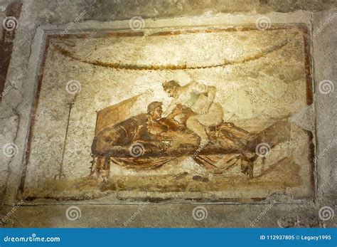 ancient brothel fresco of sex editorial image image of pompeii