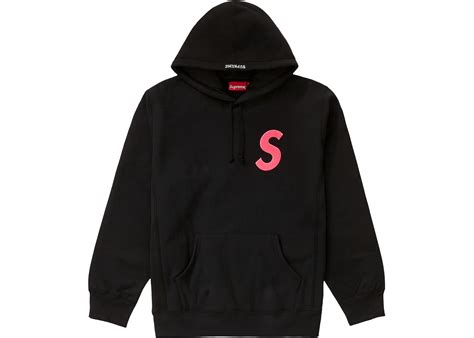 supreme  logo hooded sweatshirt fw black mens fw