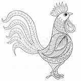 Hahn Zentangle Colorin Farmer Domestic Rooster Erwachsenes Inländischen Landwirt Chinesischen Jahres sketch template