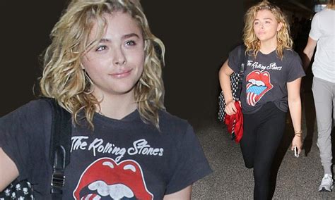 Chloe Moretz Sports Rollings Stones T Shirt And Beach Waves At Lax