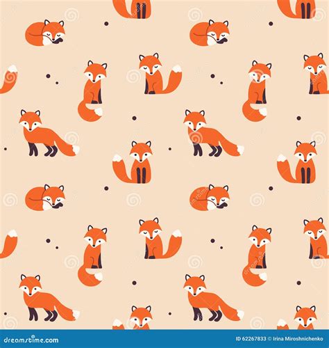 seamless fox pattern stock vector image