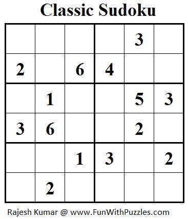 classic sudoku mini sudoku series  sudoku printable puzzles