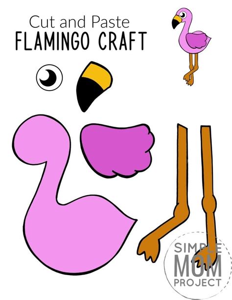 easy cut  paste flamingo craft   template