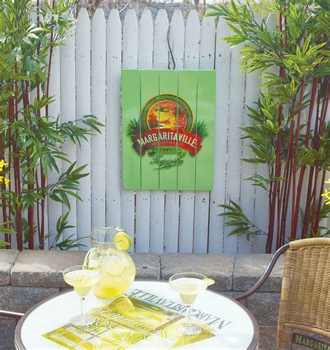 margaritaville outdoor patio wall art decor pine wood tequila beach sign green ebay