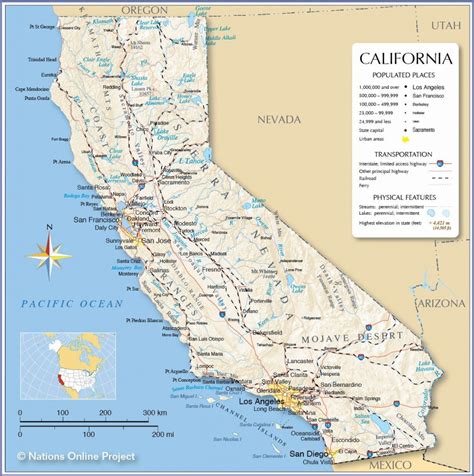 California Usa Road Highway Maps City And Town Information