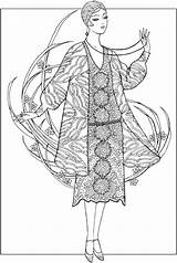 Coloring Pages 1920s Fashion Book Creative Haven Color Dover Jazz Fashions Publications Deco Age Adult Colouring Kleurplaten Ming Books Women sketch template