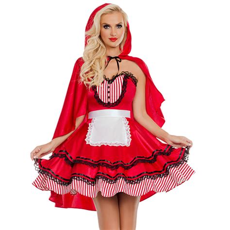 sexy women s little red riding hood mini dress cosplay costume n18684