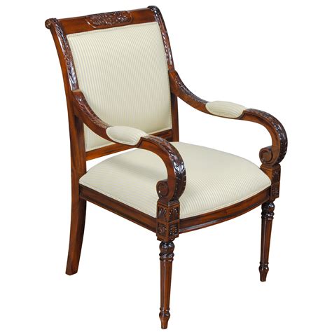 carved empire upholstered arm chair niagara furniture solid mahogany