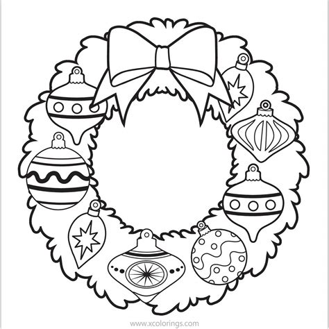 ornament christmas wreath coloring pages xcoloringscom