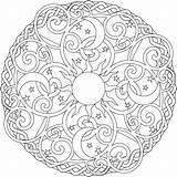 Coloring Mandala Pages Moon Sun Intricate Celtic Stars Color Rose Elephant Star Adults Festival Half Printable Celestial Drawing Christmas Getcolorings sketch template