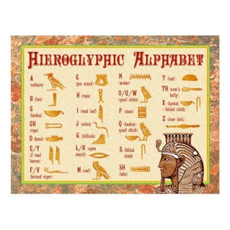 Egyptian Hieroglyphic Alphabet Chart Postcard