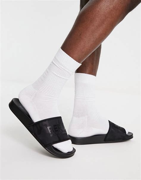 sliders  replay  scroll   slip  style wide strap open toe logo detail moulded