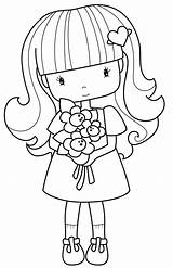 Coloring Girl Little Pages Girls Cute Para Flower Kids Flowers Drawing Colouring Clipart Color Pintar Printable Flowergirl Sheets Colorear Dibujos sketch template