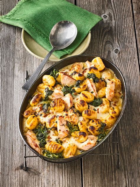 gnocchi spinat auflauf mit haehnchen und curry rezept