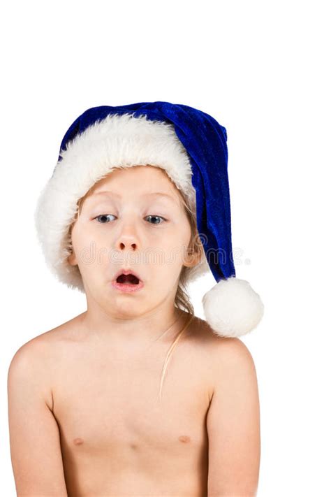 little naked girl in a christmas hat stock image image of glamour