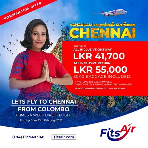 fits air launches flights  chennai  colombo introductory offer