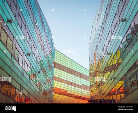 colorful glass office building   center  almere  netherlands