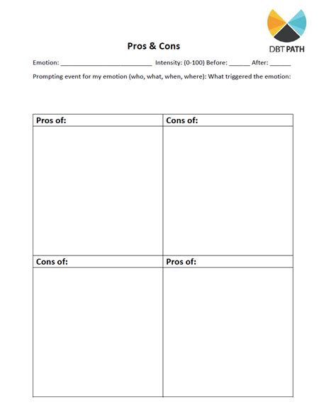 pros  cons worksheets