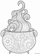 Coloring Intricate Cauldron Pages Halloween Vapor Printable sketch template
