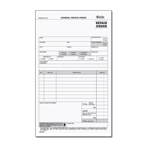 Appliance Repair Invoices Custom Carbonless Forms Designsnprint
