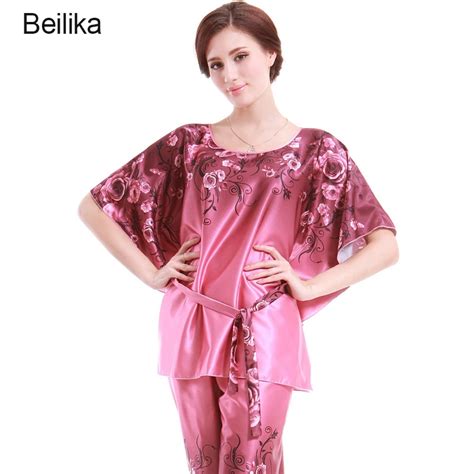 satin pajamas sets women sleepwear   colors ladies bamboo pajamas  size clothing short