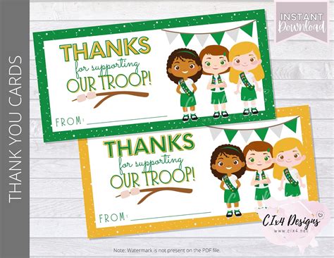 girl scouts   card juniors printable  etsy
