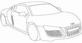 Audi R8 Coloring Line Drawing Pages Printable sketch template