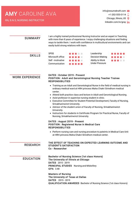 nursing instructor resume sample   resumekraft