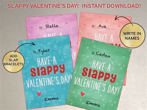 slappy valentines day printable cards slap bracelet etsy singapore