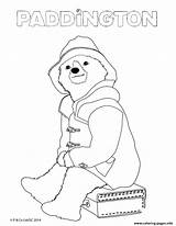 Paddington Coloring Suitcase Sitting Pages Bear Printable Sandwich Eating Station Adventures sketch template